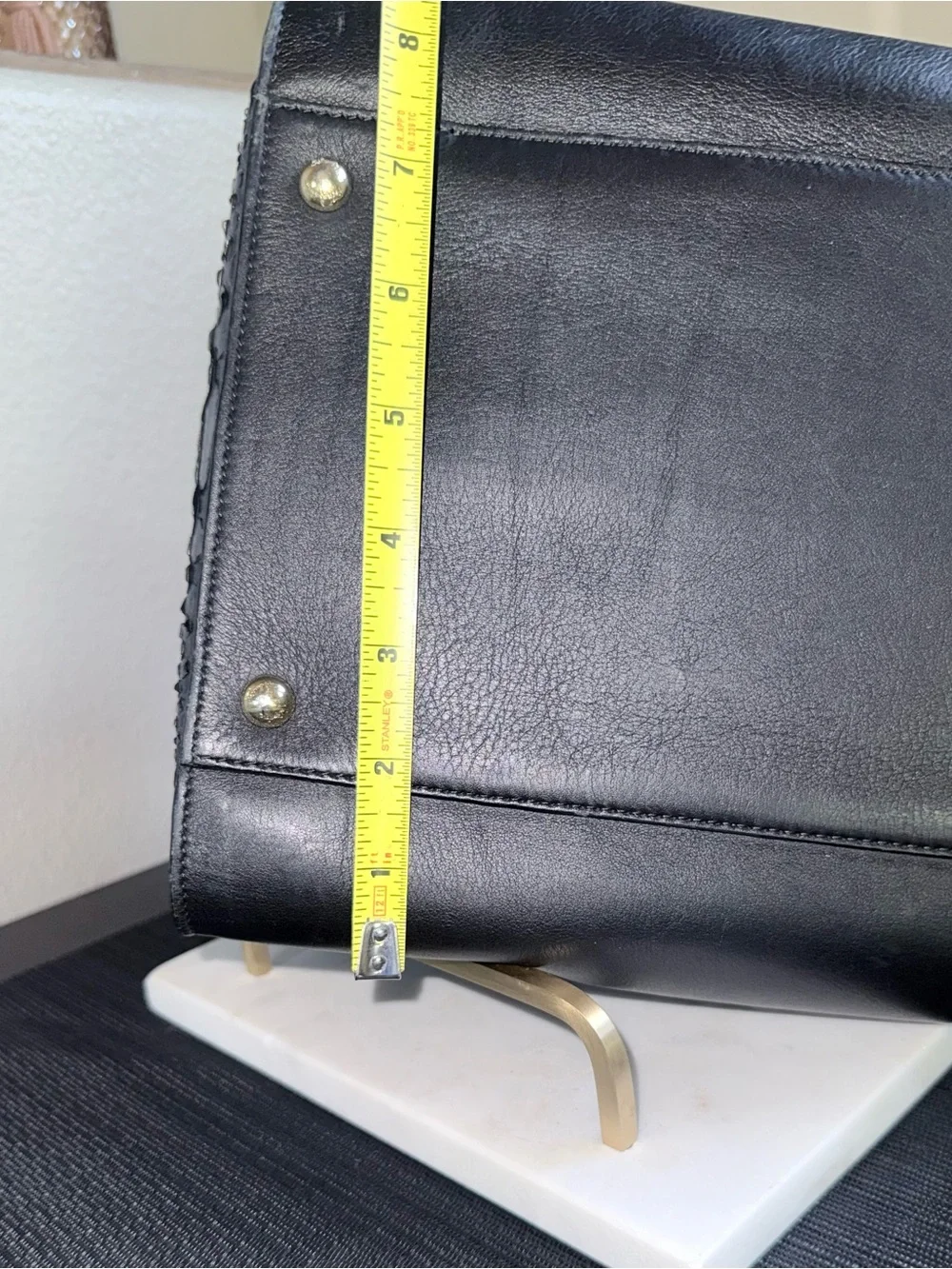 Authentic Salvatore Ferragamo Vintage Black Embossed Leather Large Bag